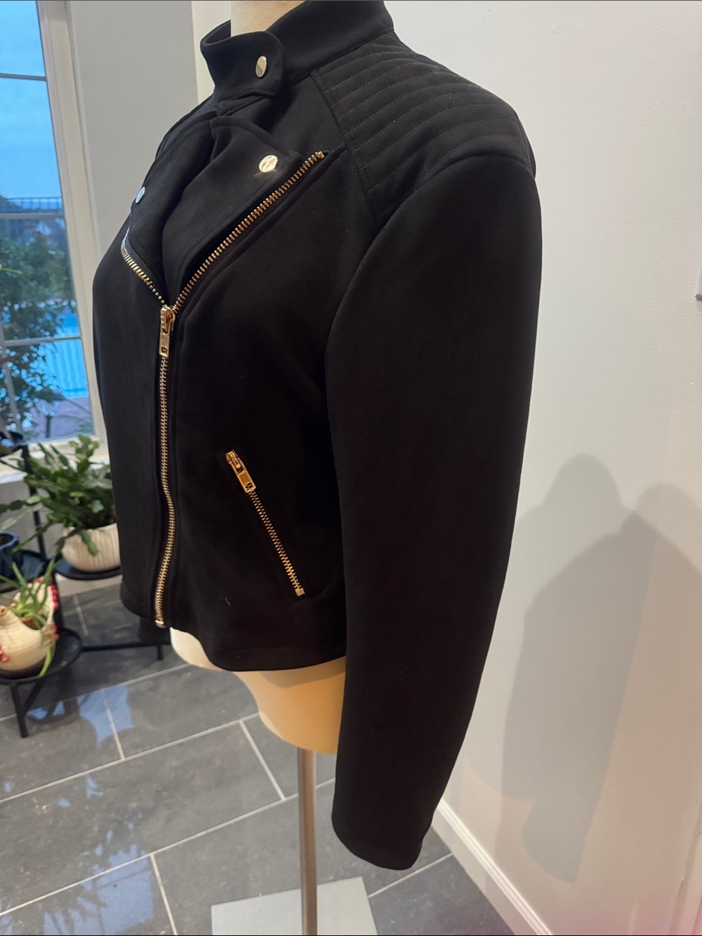 Black Asymmetrical Zip Women's Jacket - Picture 2 of 8